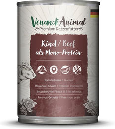 Venandi Animal Monoprotein Rind Stückchen in Sauce für adulte Katzen 6 x 400 g - 6 x 400 g – Bild 1 von 4