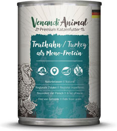 Venandi Animal Monoprotein Truthahn Stückchen in Sauce für Katzen Adult 6 x 400 g - 6 x 400 g – Bild 1 von 4