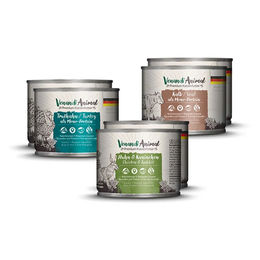 Venandi Animal Premium Katzennassfutter Probierpaket mit Huhn, Kaninchen, Kalb und Truthahn, getreidefrei und mit hohem Fleischanteil, 6 x 200 g - 6 x 200 g – Bild 1 von 4