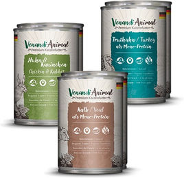 Produktbild von Venandi Animal Probierpaket II Hundefutter mit Huhn, Kaninchen, Kalb und Truthahn 6x400g mit hohem Fleischanteil - 6 x 400 g