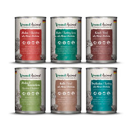 Venandi Animal Probierpaket III Hund mit hohem Fleischanteil Huhn Pute Rind Kaninchen Kalb Truthahn 24x400g – Bild 1 von 5