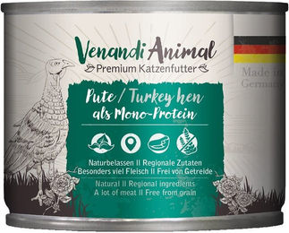 Venandi Animal Pute Monoprotein Hundefutter mit hohem Fleischanteil 6x200g – Bild 1 von 3