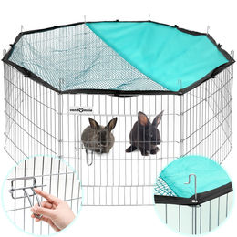 VENDOMNIA Freilaufgehege für Kleintiere mit Sonnenschutz und Netz, verzinktes Metallgitter für Kaninchen und Meerschweinchen, Ø 151cm – Bild 1 von 13