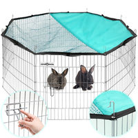 Produktbild von VENDOMNIA Freilaufgehege für Kleintiere mit Sonnenschutz und Netz, verzinktes Metallgitter für Kaninchen und Meerschweinchen, Ø 151cm