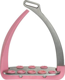 Veredus Vita Steel1 Sicherheitssteigbügel aus Edelstahl in Rosa Silber 1 Paar – Bild 1 von 7