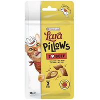 Produktbild von Versele-Laga Lara Snack Pillows Rind Hairball Control Katzen Leckerli zur Unterstützung der Haarballen-Eliminierung 60g
