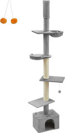 Verstellbarer Katzenturm in Lichtgrau aus MDF, Multiplex, Plüsch und Sisal mit Maßen 45cm x 30cm x 231-291cm – Bild 1 von 1