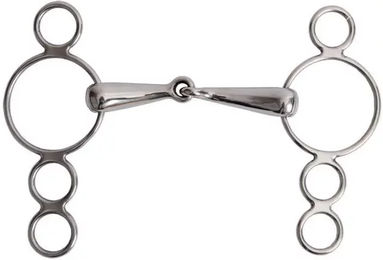 Produktbild von Verstellbares 4-Ring-Gebiss aus Edelstahl für Pferde von T de T in Silber