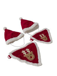 VERTBAUDET Hundehalsband Set mit Bandana und Mütze aus Plüsch Rot L/XL – Bild 1 von 4