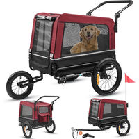Produktbild von VESKA 3in1 Fahrradhundeanhänger Hundebuggy und Jogger für kleine und mittlere Hunde in Rot/Schwarz mit Dual-Federung und wasserabweisendem Kunststoff - 240 l