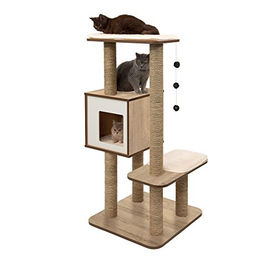 Vesper Kratzbaum aus Eiche Holz und MDF Braun 56 x 56 x 81,5 cm – Bild 1 von 4