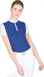 Produktbild von Vestrum Ancelle Damen Reitshirt Turnier Polo Blau Gold Größe L