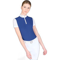 Produktbild von Vestrum Ancelle Damen Reitshirt Turnier Polo Blau Gold Größe L