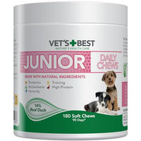 Produktbild von Vet's Best Kautabletten für junge Hunde mit Ente und Lachs zur Unterstützung von Immunsystem und Verdauung 460g