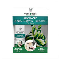 Produktbild von Vet's Best Zahnpflege-Set für Hunde mit Seilball aus Baumwolle und Dental Spray 120 ml Grün - 120 ml