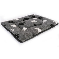 Produktbild von Vetbed Fleecekissen für Transportboxen Grau mit Pfoten Motiv L 107 x B 71 x H 5 cm