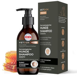 VetDok dermatologisches Hundeshampoo für empfindliche Haut und Allergiker mit Manuka-Honig & Chlorhexidin 250ml – Bild 1 von 7