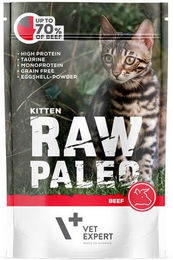 VETEXPERT Katzen-Nassfutter Raw Paleo Kitten Rind Stückchen in Gelee getreidefrei monoprotein 100g – Bild 1 von 1