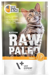 Produktbild von VETEXPERT Katzen-Nassfutter Raw Paleo Kitten Truthahn Stückchen in Gelee getreidefrei 100g - 100 g