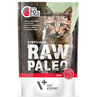 Produktbild von VETEXPERT Katzen-Nassfutter Raw Paleo Sterilised Rind Stückchen in Gelee getreidefrei monoprotein 100g