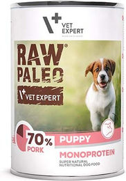 Produktbild von VETEXPERT Raw Paleo Schweinefleisch Welpen Nassfutter Getreidefrei Monoprotein 400g Dose