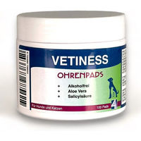 Produktbild von Vetiness Ohrenpads mit Aloe Vera zur Ohrenreinigung für Katzen aller Altersstufen