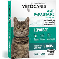 Produktbild von Vetocanis Abwehrhalsband gegen Flöhe und Zecken für Katzen 1 Stück