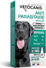 Produktbild von Vetocanis Repellent Floh- und Zeckenschutz Spot-On für Hunde 20-40 kg 4 x 1,2 ml