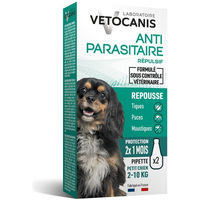 Produktbild von Vetocanis Repellent Floh- und Zeckenschutz Spot-On für Hunde kleiner Rassen 2-10 kg 2 x 2 ml