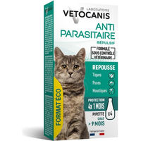 Produktbild von Vetocanis Repellent Floh- und Zeckenschutz Spot-On für Katzen 4 x 1,2 ml