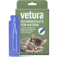 Produktbild von Vetura Spot-On Zeckenschutz für Katzen gegen Flöhe, Milben und Läuse 5 Stück