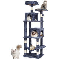 Produktbild von VEVOR Kratzbaum für Katzen 160 cm mit 2 Katzenhäusern, Sisal-Kratzpfosten, Hängematte und Aktivitätszentrum in Dunkelgrau