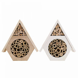 Viana Bienenhotel Wabe Insektenhotel aus Holz für Wildbienen und Nützlinge 2er-Set Weiß und Natur 18,5cm – Bild 1 von 2