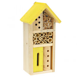 Viana Insektenhotel aus Holz in Gelb als Nützlingshotel und Nisthilfe für den Garten – Bild 1 von 3