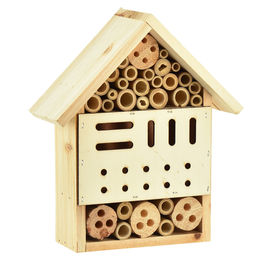 Viana Insektenhotel aus Holz mit Rundhölzern und Röhrchen FSC Natur Silber - 1 Stk. – Bild 1 von 3