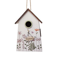 Produktbild von Viana Vogelhaus Nistkasten Hängedeko Frühling aus Holz Weiß Grün 19cm