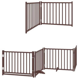 vidaXL 10-teiliges Hundetor mit Tür faltbar aus Pappelholz Braun 800 cm – Bild 1 von 8
