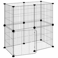 Produktbild von vidaXL 12-teiliger Haustierlaufstall aus Metall Schwarz 340x35x35 cm für Kaninchen