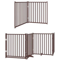 vidaXL 12-teiliges Hundetor faltbar mit Tür aus Pappelholz Braun 960 cm – Bild 1 von 8