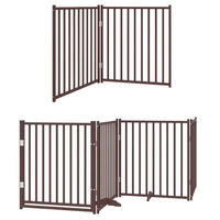Produktbild von vidaXL 12-teiliges Hundetor faltbar mit Tür aus Pappelholz Braun 960 cm