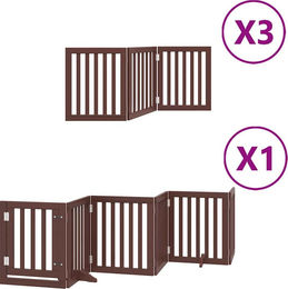 vidaXL 15-teiliges Hundetor mit Tür faltbar aus Pappelholz Braun 750 cm für klein und mittelgroße Hunde – Bild 1 von 1