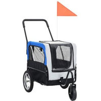 Produktbild von vidaXL 2-in-1 Fahrradanhänger und Buggy für Hunde aus wasserabweisendem Oxford-Gewebe grau