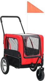 vidaXL 2-in-1 Fahrradanhänger und Buggy für Hunde aus wasserabweisendem Oxford-Gewebe rot – Bild 1 von 3