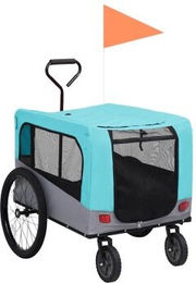 vidaXL 2-in-1 Hunde-Fahrradanhänger mit Jogger-Funktion aus wasserabweisendem Oxford-Gewebe in Blau Grau – Bild 1 von 8