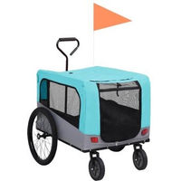 Produktbild von vidaXL 2-in-1 Hunde-Fahrradanhänger mit Jogger-Funktion aus wasserabweisendem Oxford-Gewebe in Blau Grau