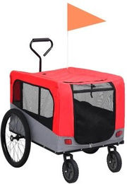 vidaXL 2-in-1 Hunde-Fahrradanhänger und Jogger aus wasserabweisendem Oxford-Gewebe in Rot Grau – Bild 1 von 8