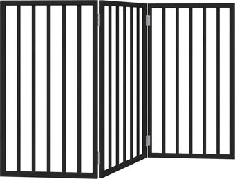 vidaXL 3-teiliges Hundetor faltbar aus Pappelholz Schwarz 150 cm – Bild 1 von 8