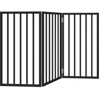 Produktbild von vidaXL 3-teiliges Hundetor faltbar aus Pappelholz Schwarz 150 cm