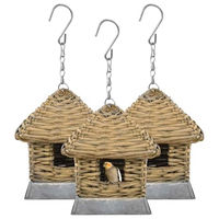 Produktbild von vidaXL 3er Set Vogelhaus aus Weide und Rattan als Nistkasten für Vögel in Braun