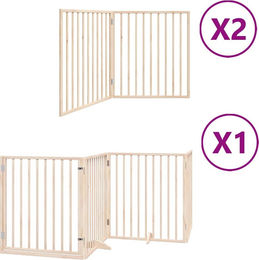 vidaXL 8-tlg. Hundetor aus Pappelholz faltbar mit Tür 640 cm Natur/Braun – Bild 1 von 2